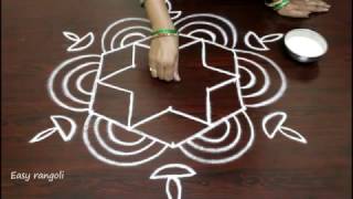 rangoli art designs for diwali with 5 to 3 interlaced dots simple kolam designs muggulu designs [upl. by Nosnor]