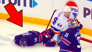 Ryan Lindgren Injury From Hit By JG Pageau FULL CLIP Rangers vs Islanders  NHL Highlights [upl. by Nahte418]