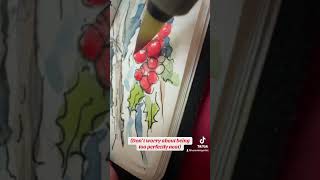 Tiny Advent Calendar Sketchbook Day1 christmas xmas art fyp sketchbook watercolor painting [upl. by Aretak]