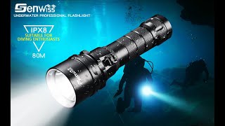 Genwiss Scuba Diving Flashlight Dive Torch 2000 Lumen Waterproof Underwater Submarine Lights Holder [upl. by Merwin]