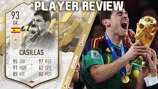 WORTH THE SBC 🤔 93 ICON MOMENTS IKER CASILLAS PLAYER REVIEW FIFA 22 ULTIMATE TEAM [upl. by Llerrod]