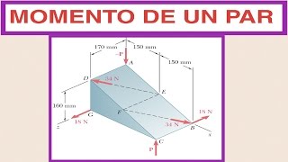 Estática MOMENTO PAR Ejercicio 376 ESTATICA DE BEER [upl. by Sachsse]