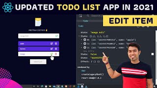 🔴 Updated TODO LIST App with Add Delete Edit LocalStorage using React and Hooks in 2021 [upl. by Annaer]