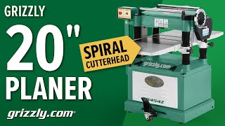 Grizzly 20quot Planer with Spiral Cutterhead  G0454Z [upl. by Eeslek]