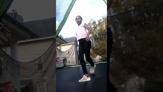 I learned how to do a back hand spring on the trampoline [upl. by Ardnola594]