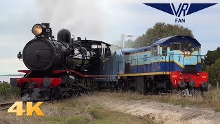 Steam and Diesel on the Bellarine Railway  Featuring the Q Train Australian Trains in 4K [upl. by Peih305]