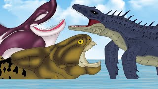 Dunkleosteus VS Mosaminus Rex VS killer Whale [upl. by Ardnassela]