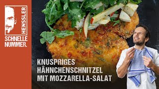 Schnelles Knuspriges Hähnchenschnitzel mit MozzarellaSalat Rezept von Steffen Henssler [upl. by Trini]