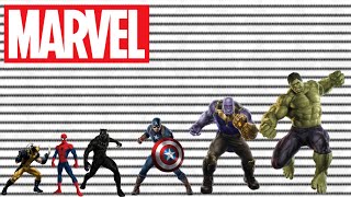 Marvel Characters Size Comparison UPDATED [upl. by Anayra681]