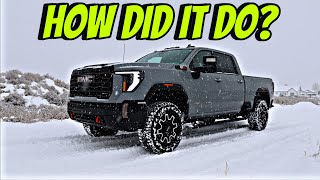 How Does My 2024 GMC Sierra 2500 AT4X Perform In The Snow Using The Locker [upl. by Alyakcim]