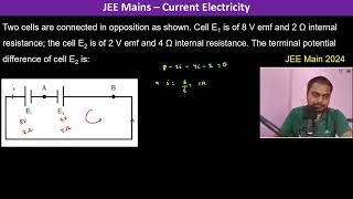 Two cells are connected in opposition as shown Cell E1 is of 8 V emf and 2 Ω internal resistance [upl. by Llyrrad]