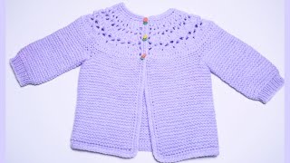 Saquito para niñas tejido a crochet y dos agujas 69M Como tejer con dos agujas chaquetitas abrigo [upl. by Grimbly]