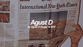 Agust D  Agust D  Suga BTS  방탄소년단 English Lyrics [upl. by Yolande]