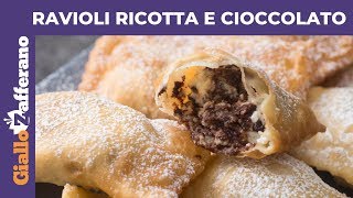 RAVIOLI ALLA RICOTTA E GOCCE DI CIOCCOLATO Ricetta per Carnevale [upl. by Wesley]