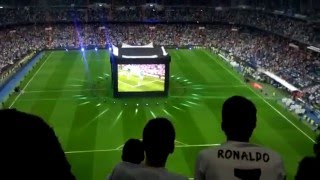 Santiago Bernabeu fans celebrating Sergio Ramos golden goal vs Atletico Madrid [upl. by Sapowith]