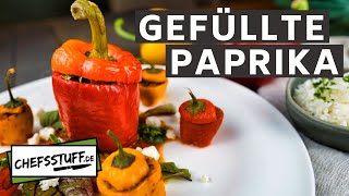 Gefüllte Paprika mit Hackfleisch und Feta  Tomatensoße  Reis  schnelles Mittagsessen MitMir [upl. by Ahseinaj639]