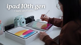 ipad 10th generation silver  apple pencil usbc 🤍✨  aesthetic asmr unboxing [upl. by Giustina1]