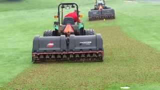 Golf course fairway aeration with Pro Core 1298s [upl. by Nnaillij]