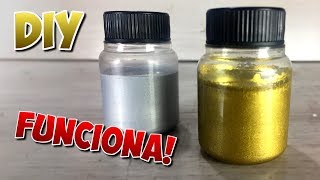 Como fazer Tinta dourada e prateada em casa DIY [upl. by Matheny]