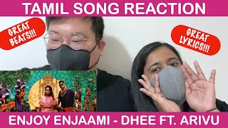 ENJOY ENJAAMI REACTION  DHEE Ft ARIVU  SANTHOSH NARAYANAN  KOREAN TAMIL COUPLE REACTION [upl. by Dimah516]