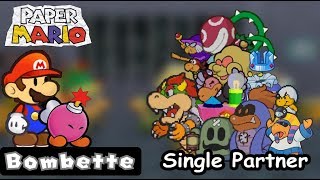 Paper Mario  All Bosses  Bombette Single Partner [upl. by Sregor]