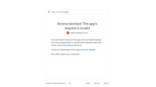Access blocked This apps request is invalid  Google login error redirecturimismatch  php [upl. by Nellie954]