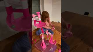 BARBiE MARBLE TOWER adley navey  amp niko create a pink ultimate tower for their marble slide [upl. by Mcmahon]