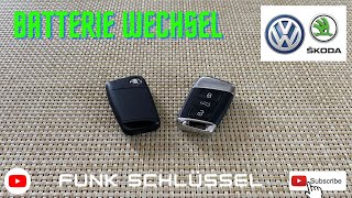 Funk Schlüssel Batterie wechseln FOB Skoda  Kodiaq  Octavia  Karoq  Anleitung ✅👍 [upl. by Conney]