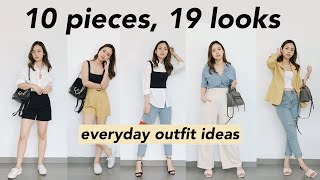 EVERYDAY OUTFIT IDEAS  10 PIECES 19 LOOKS [upl. by Dorcea]