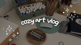 Cozy art vlog  Caran Dache amp Holbein Acryla Gouache Haul  heartsfailing [upl. by Kwabena127]