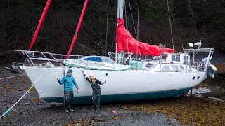 Beaching our 45 ft Boat 1st Time Ever Great Idea [upl. by Ynnal]