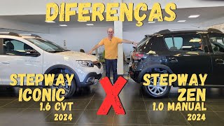 DIFERENÇAS RENAULT STEPWAY ICONIC16 CVT 2024 VS STEPWAY 10 ZEN 2024 [upl. by Nyrhtakyram]