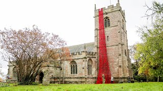 Thousands of knitted poppies cascade from church ahead of Remembrance Day  SWNS [upl. by Berwick]