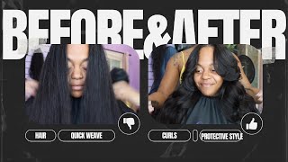 Middle Part Quick Weave Install  Belle Bree Hair [upl. by Atikel185]