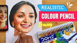 Drawing a Realistic Colour Pencil Portrait with Doms Super soft Colour Pencils [upl. by Reckford]