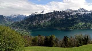 4K SWITZERLAND view  Swiss Mountains  Thun Lake overlooking view  Beatenberg Switzerland [upl. by Bonnie666]