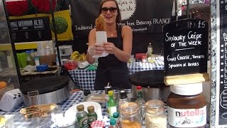 French Street Food Savoury  Sweet Pancakes at quotCrêpes à la cartequot in Camden Lock Market London [upl. by Ardnosak]