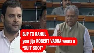 BJP to Rahul Gandhi ask your jija quot Vadraquot who wears a quotsuit bootquot [upl. by Lela]