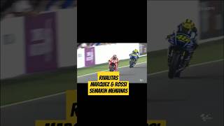 Epic moment marquez amp rossi rivals motogp valentinorossi marquez [upl. by Nnahtur]