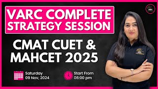 VARC Strategy for CMAT MAHCET amp CUET 2025  Suman Maam  MBA Pathshala [upl. by Ellenehs]