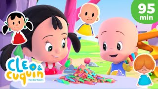 Familia Dedo con globos 🖐️ más canciones infantiles para bebés con Cleo y Cuquín [upl. by Yesrod]