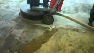 Husqvarna PG 820 Concrete Floor Machine ripping up thinset coating and motar bed  Video 2 [upl. by Nnek]