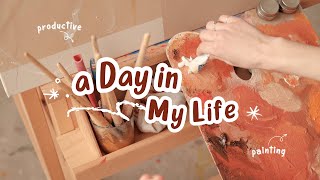 A day in my life as an artistunboxing new canvasmaking painting for small business [upl. by Caryl]