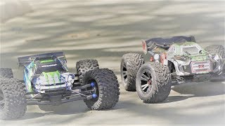 Traxxas EREVO 20 amp Arrma KRATON BLX V3 Comparison 2018  6S RC Monster Trucks [upl. by Torin63]