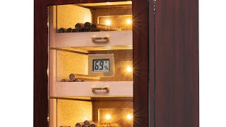 Woodronic LED Lighted Cigar Humidor Cabinet Ebony Finish 100150 CT [upl. by Lovel293]