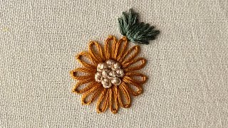 Easy Lazy Daisy Flower Embroidery 🌼 Flower Embroidery for Beginners  Embroidery by Gossamer [upl. by Buckler]