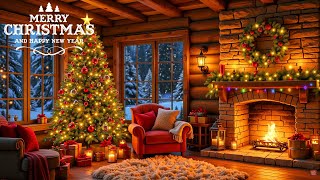 Cozy Christmas Ambience With🎄Relaxing Christmas Music With Snowfall And Crackling Fireplace 🔥 [upl. by Hutt]