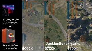 PUBG  1080p 8600K vs 8700K vs 1800X CPUBenchmark 1080 Ti OC [upl. by Steere]