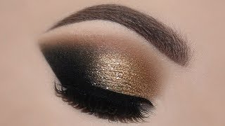 golden eye makeup tutorial for hooded eyesglamorous easy gold smokey eyes for beginners [upl. by Aeniah]