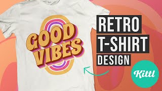 How To Easily Design A Retro Lettering TShirt Design For Free [upl. by Nibbs934]